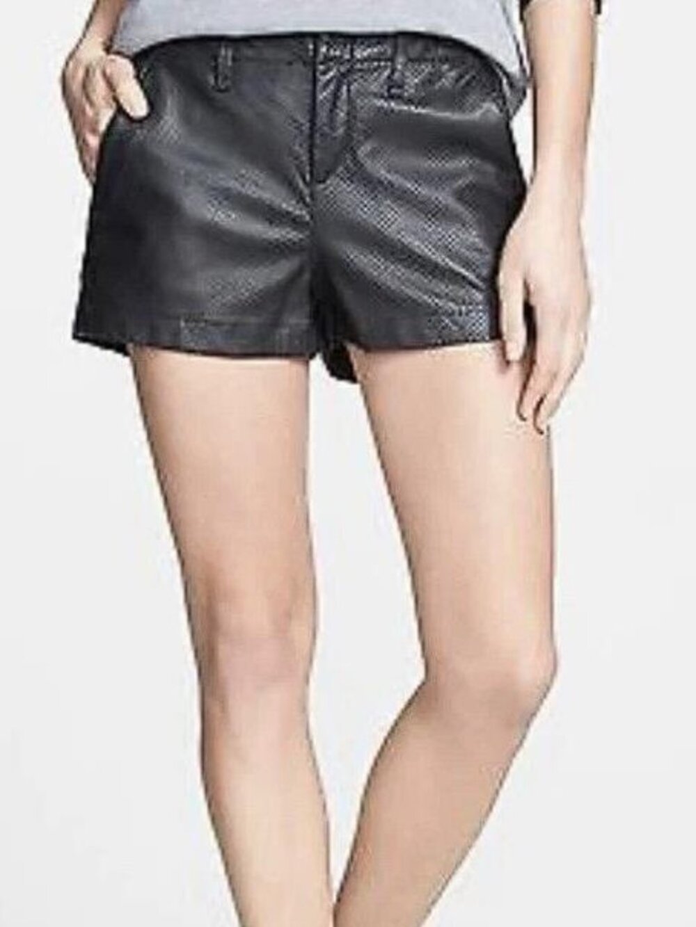RAG & BONE Women's Portabello Perforated Leather Shorts Size 27 In Black